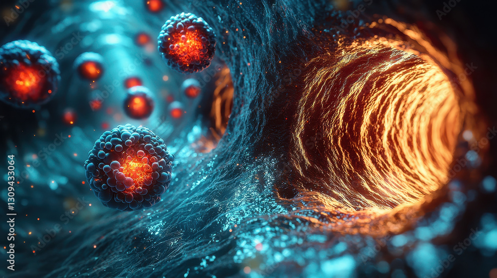 Poster nanorobots actively targeting blood clots within an artery using advanced nanotechnology