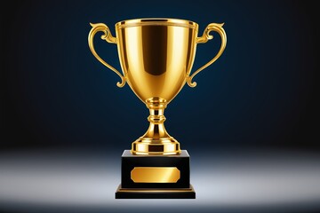 a close up of a golden trophy on a black background