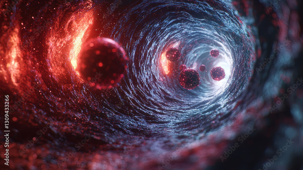 Poster swarm of nanorobots targeting and breaking down blood clots inside a human artery