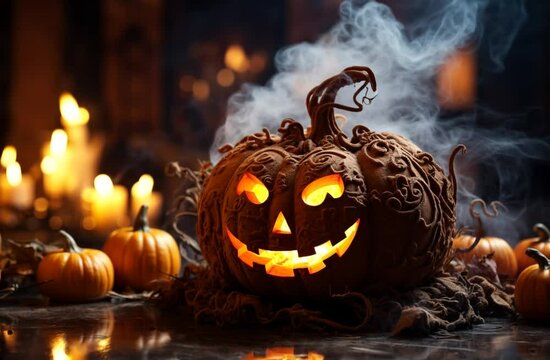 Hallowen with evil pumpking 