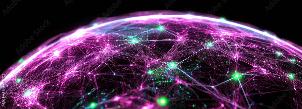 Aufkleber digital globe with interconnected data points glowing in vibrant colors