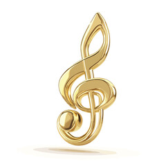 Golden 3D Render Music Note Icon Isolated on White Background