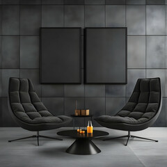 Modern Dark Room 3D Illustration Mockup