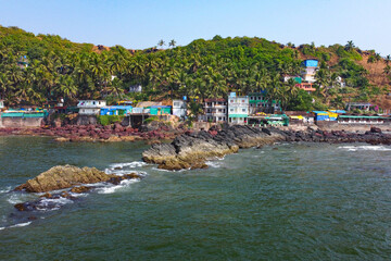 Fototapeta premium Indian beach Goa from a drone