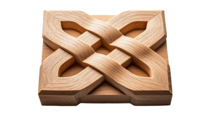 A knot made of wood is shown on a white background