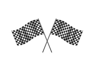 Two crossed checkered flags symbolize victory and the end in racing, celebrating achievement.
