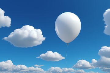 Obraz premium there is a white balloon floating in the sky with clouds