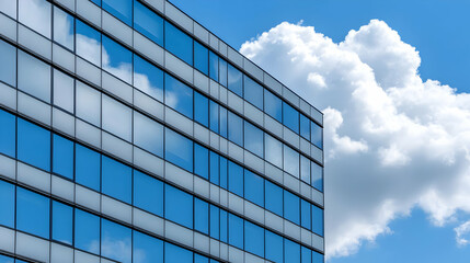 Obraz premium Modern Building Facade Photo: Glass, Sky, Clouds