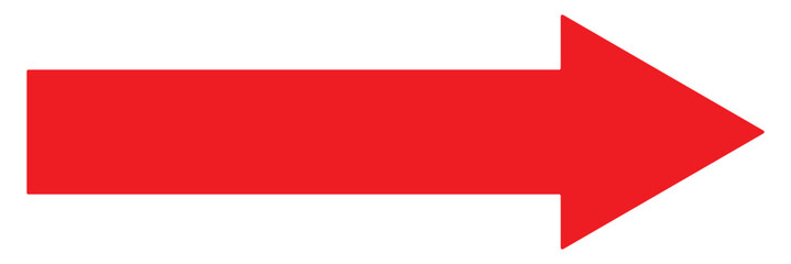 Red long arrow pointing to the right. Long arrow icon Vector.  Red arrow icon. Long arrow isolated on white background. Red Long bold arrow .