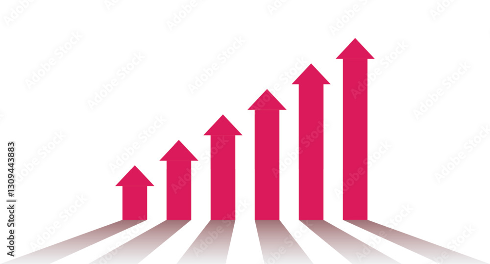 Poster graph with an increase and growth arrows. diagram with the progress of rise in business. vector illu
