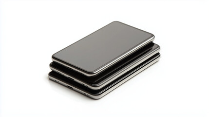 A modern smartphone with an empty display is placed on a white background, ready for your content.