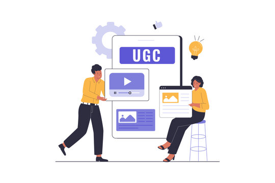 Illustration of user generated content. Illustrations for websites, landing pages, mobile apps, posters and banners.