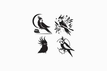 A Cockatiel bird vector silhouette image made by adobe illustrator. eps.eps