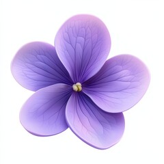 Fototapeta premium Realistic 3D Icon Cartoon of a Single Violet Flower with Soft Petals isolated on clear white background