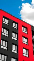 Obraz premium Red and Black Modern Building Exterior Illustration