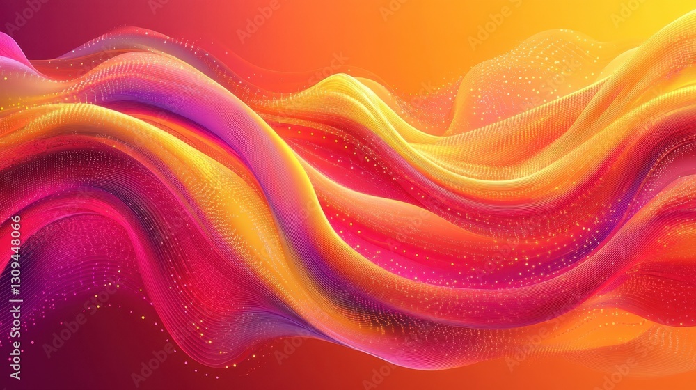 Poster mesmerizing abstract waves of color: a dynamic fusion of bright hues and fluid motion