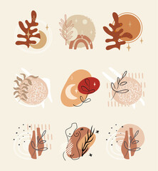 Set of hand drawn various shapes and doodle objects. Abstract contemporary nature vector collection