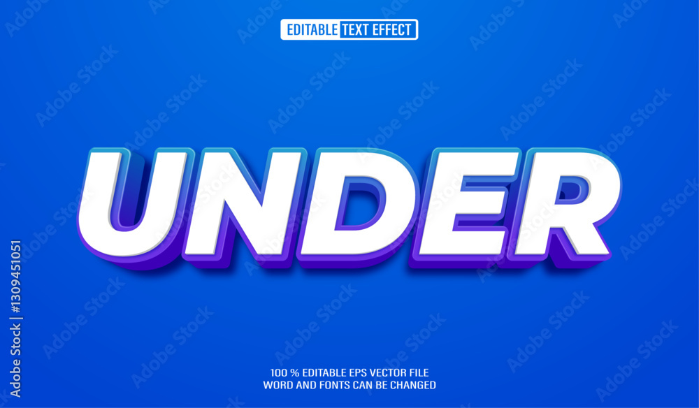 Aufkleber editable 3d text style effect - under bold rainbow text effect template