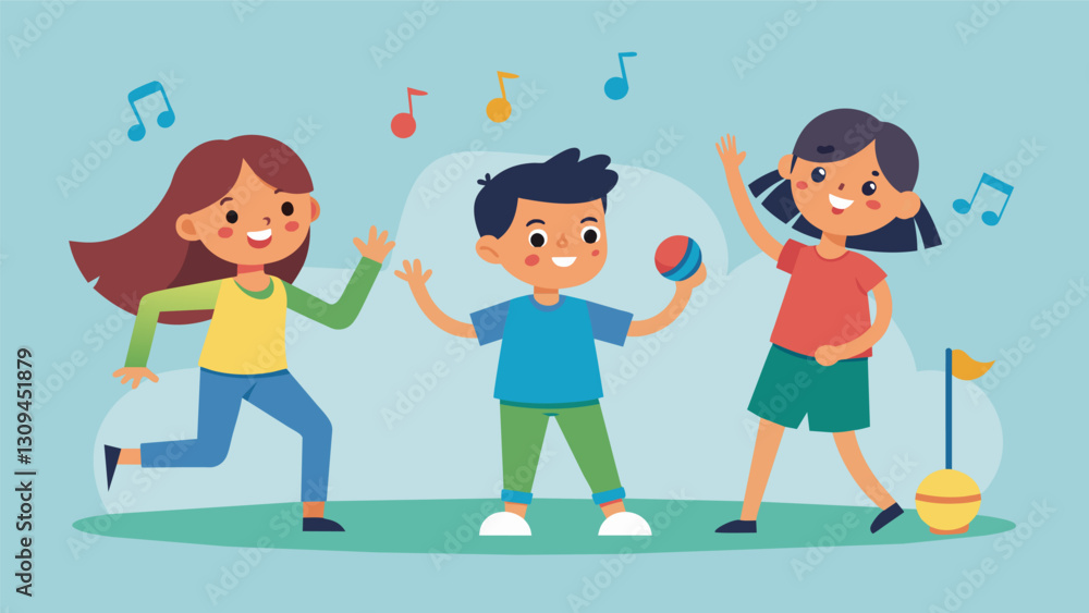 Poster siblings using their creativity to design and play a game of musical fitness where they have to stop