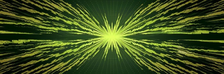 Obraz premium Abstract Green Light Burst Digital Data Stream Explosion Background