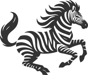 Zebra sprinting with all four legs in the air animal silhouette