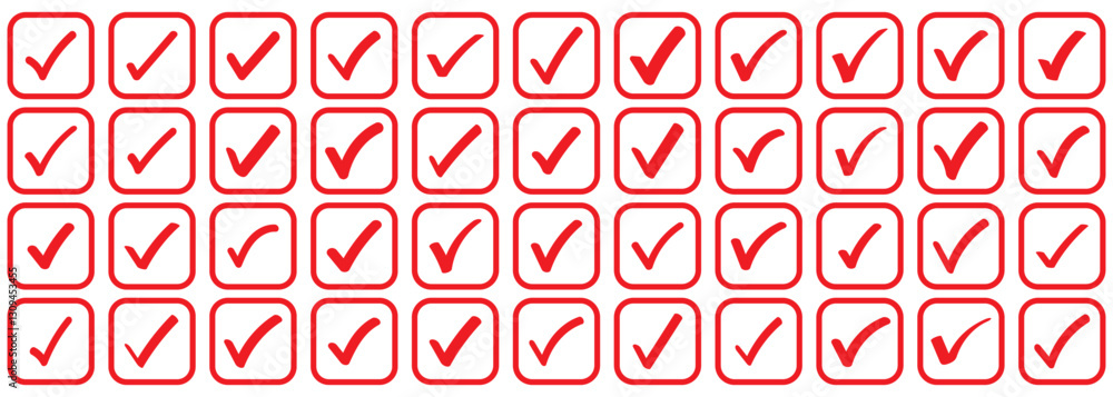 Poster red check mark icon vector design. red check mark icon. check mark vector icon. checkmark illustrati