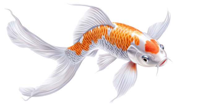 A gold and white fish with a red dot on its head