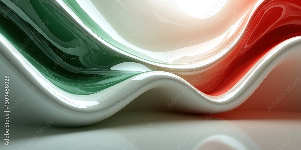 Aufkleber fluid abstract representation of italian colors in a modern design with waves and reflections