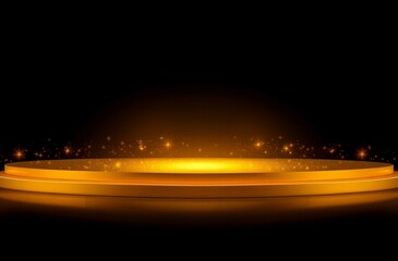 Glowing golden light effect on black background. Glittering abstract illustration. Luxury graphic design premium