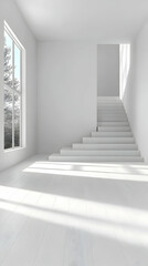Obraz premium Modern Minimalist White Room 3D Render