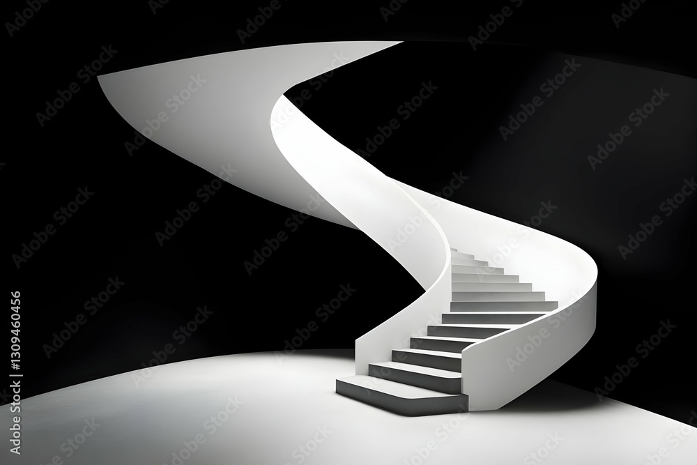 Poster curved staircase 3d render abstract background