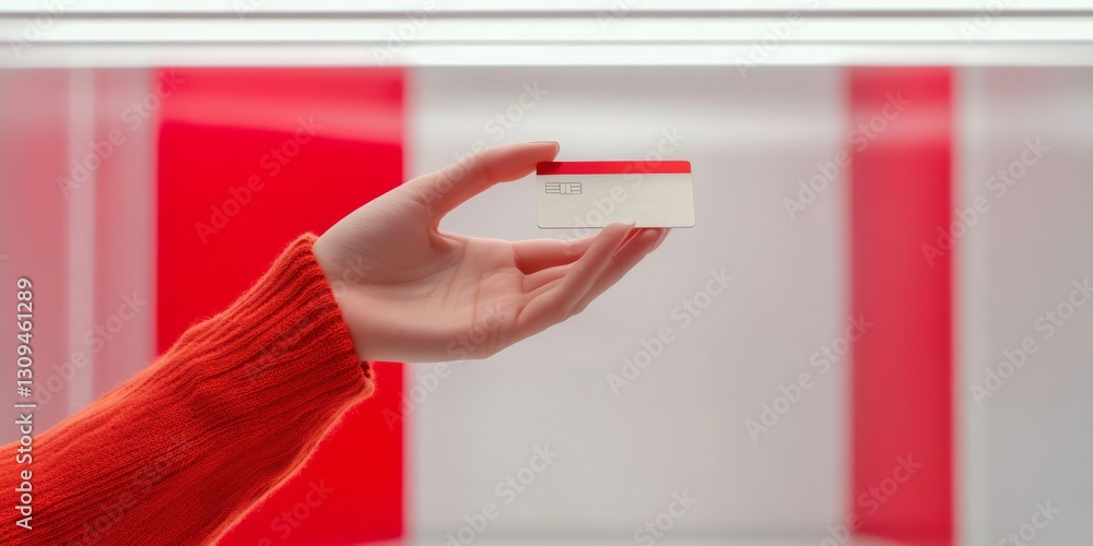 Poster a hand holding a small card in a vibrant display. the bold color contrasts create a striking visual 