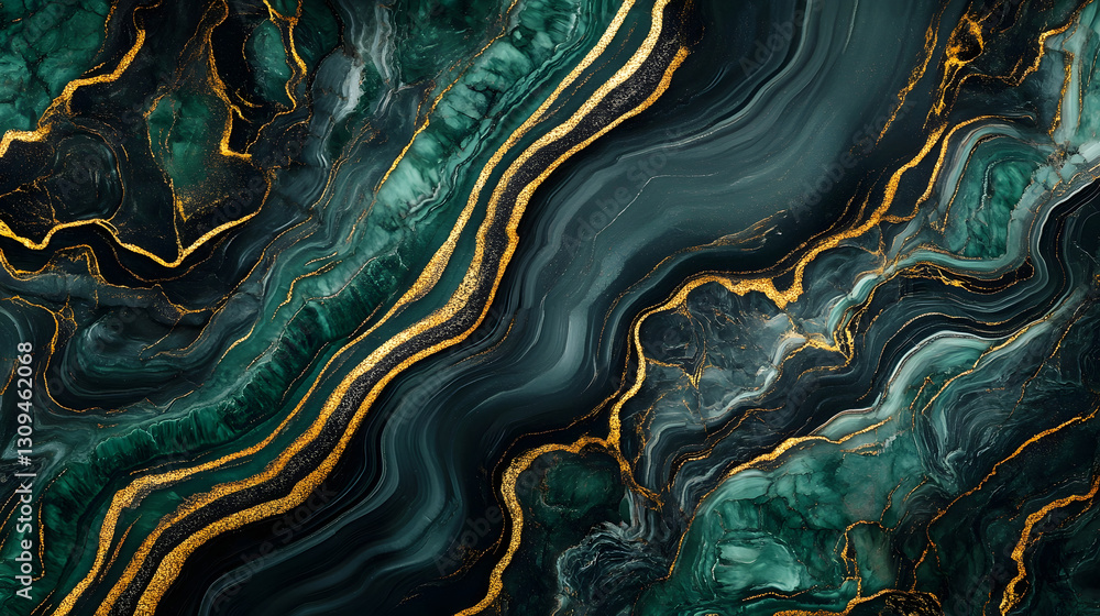 Poster Mesmerizing Abstract Marble Texture with Captivating Golden Veins and Swirling Patterns  Intricately detailed and dynamically textured