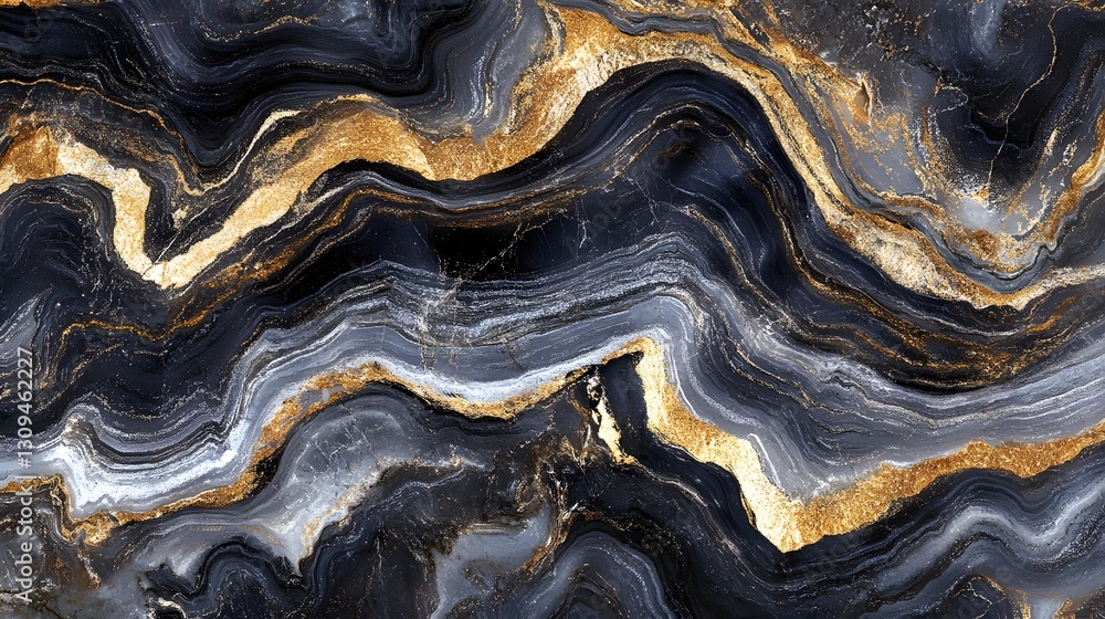 Poster Mesmerizing abstract marble texture with captivating golden swirls and fluid dynamic movement  Intricate layered pattern with a luxurious high end aesthetic  Suitable for premium exclusive designs