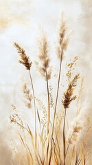 Fototapeta premium Elegant arrangement of golden grass in soft natural light, creating a serene atmosphere.