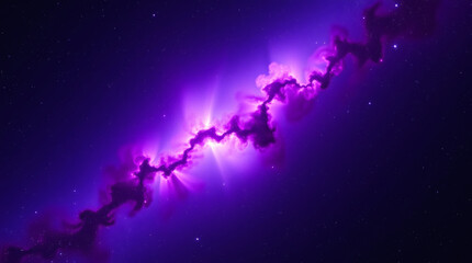 vast interstellar nebula glowing in vibrant purple, blue, and pink, surrounded by distant stars. | generative AI
