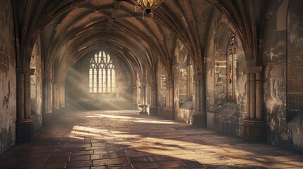 Fantasy medieval gallery in the castle.