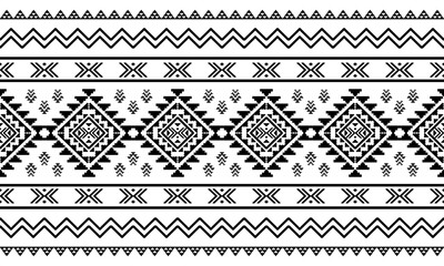 Southwest Aztec geometric Native American Mexican Navajo tribal ethnic boho indian texture ornament seamless pattern fabric black and white design vector for woven textile printing blanket rug carpet 