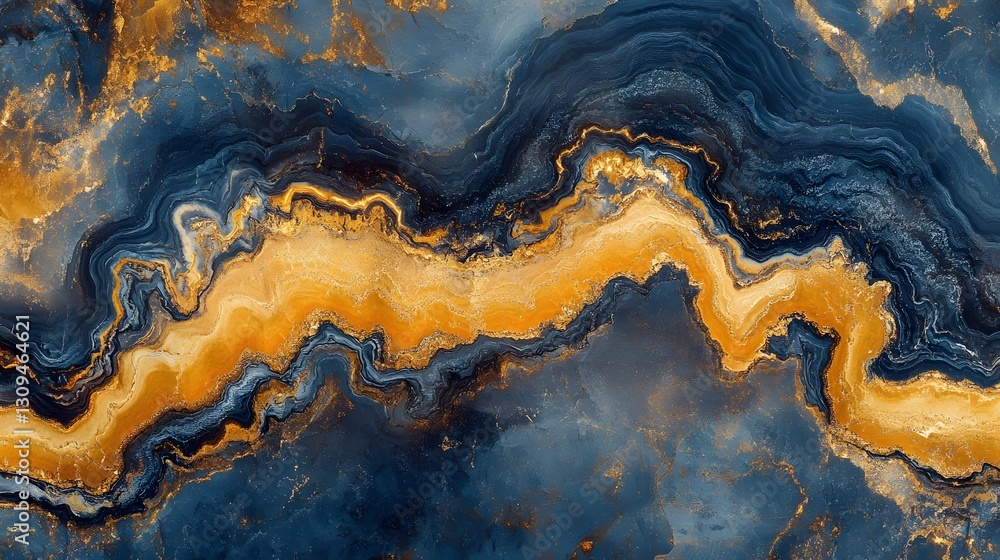 Poster mesmerizing abstract mineral texture with vibrant swirling patterns of copper bronze and gold accent