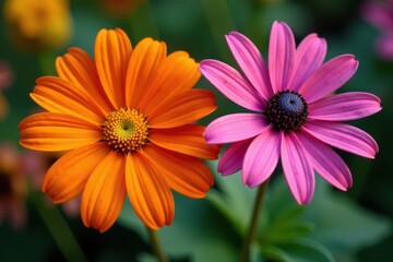 Fototapeta premium Daisy, bee balm, and black eyed susan burst with color, flowers, vibrant