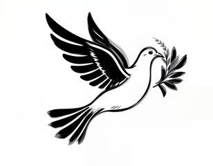 Obraz premium Dove Flying with Olive Branch Symbolizing Peace and Hope Design
