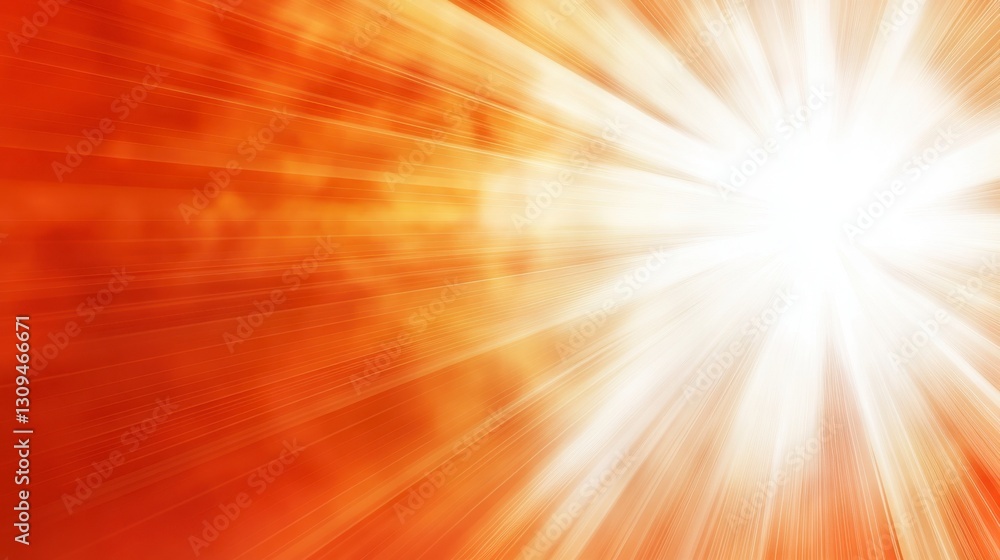Poster abstract background with bright white light radiating from the center, surrounded by warm orange and