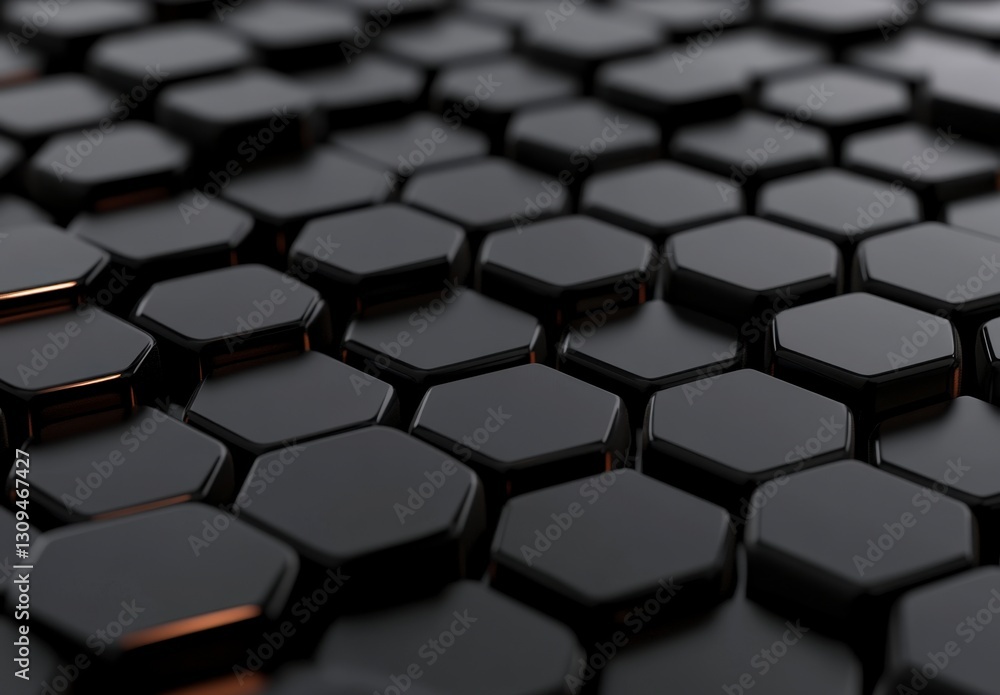 Aufkleber abstract background of dark gray hexagonal shapes with subtle orange highlights. the hexagons create
