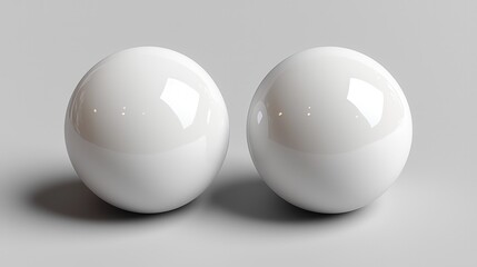 Two white spheres on gray background