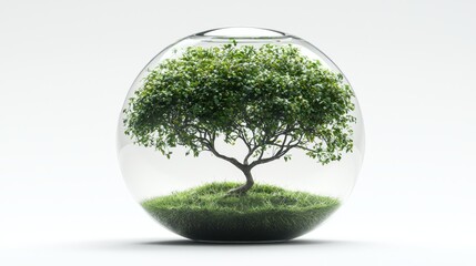 Tiny Tree in Glass Sphere, Studio Shot