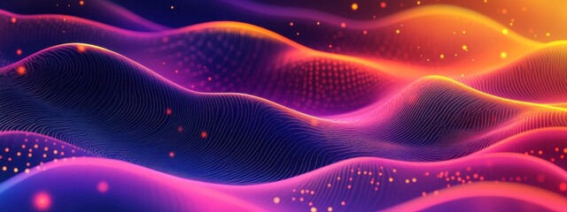 Fototapeta premium Stunning Abstract Waves of Colorful Light and Motion Creating a Dreamlike Digital Landscape