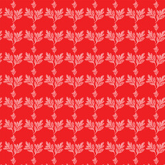 Intricate White Foliage on Vibrant Red Textile Design