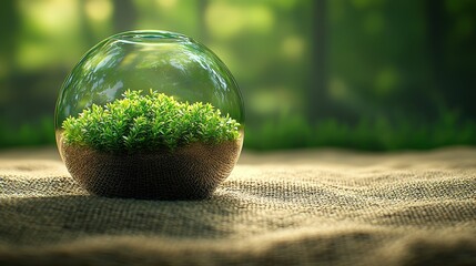 Tiny Forest in Glass Sphere, Sunlight, Nature