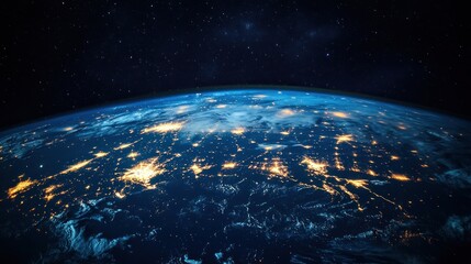 Obraz premium Earth at Night: A Celestial Tapestry of City Lights