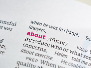 the meaning usage of the word “ABOUT.”